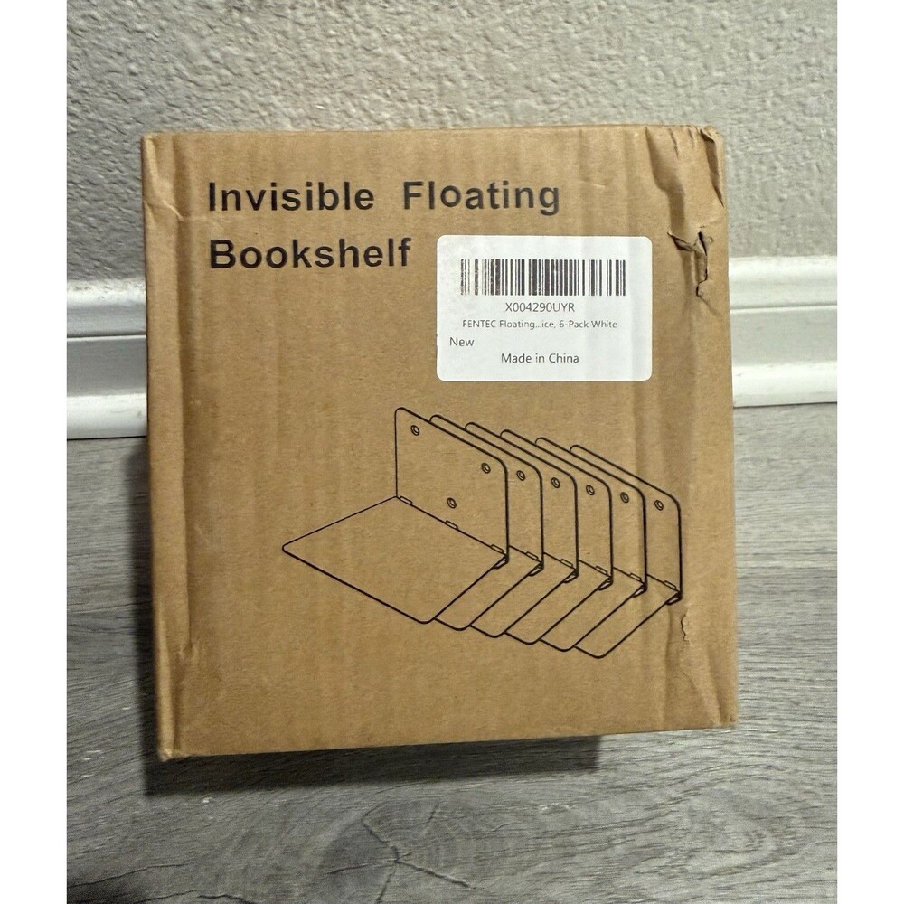 New Invisible Metal Floating Bookshelf Lot of 6 White Wall Mount Book Decor